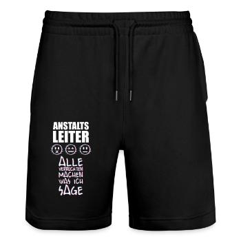 Anstaltsleiter alle verrückten machen was ich sage - Stanley/Stella Unisex Bio Joggingshorts Trainer  - Schwarz - Vorne - Nik (191cm) & Marisol (170cm)