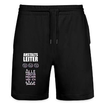 Anstaltsleiter alle verrückten machen was ich sage - Stanley/Stella Unisex Bio Joggingshorts Trainer  - Schwarz - Vorne - Nik (191cm) & Marisol (170cm)