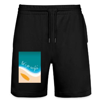 Let's go surfin' surfing (angular design) - Stanley/Stella Trainer Unisex Organic Jogging Shorts - black - Front - Nik (191cm) & Marisol (170cm)