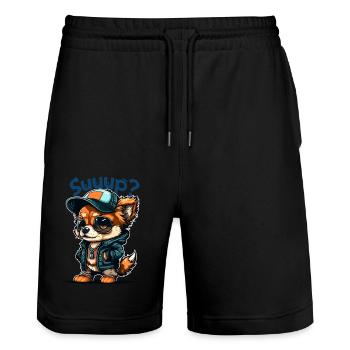 Suuup puppy - Stanley/Stella Trainer Unisex Organic Jogging Shorts - black - Front - Nik (191cm) & Marisol (170cm)