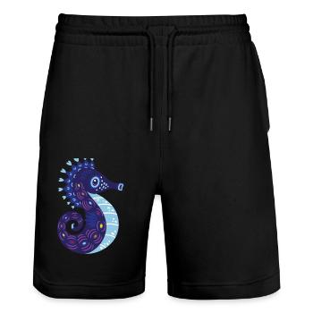Meerestiere - Stanley/Stella Unisex Bio Joggingshorts Trainer  - Schwarz - Vorne - Nik (191cm) & Marisol (170cm)