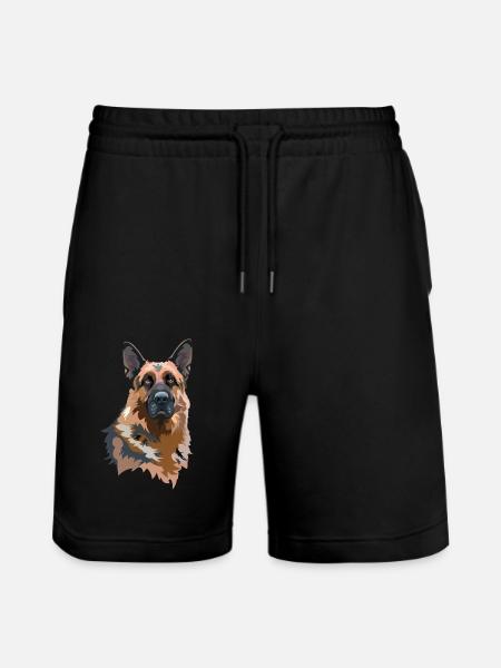 Portrait German Shepherd - Stanley/Stella Trainer Unisex Organic Jogging Shorts - black