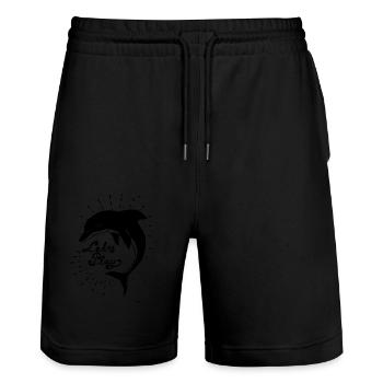 Meerestiere - Stanley/Stella Unisex Bio Joggingshorts Trainer  - Schwarz - Vorne - Nik (191cm) & Marisol (170cm)