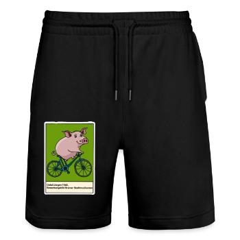 Onkel Jürgen - Stanley/Stella Unisex Bio Joggingshorts Trainer  - Schwarz - Vorne - Nik (191cm) & Marisol (170cm)