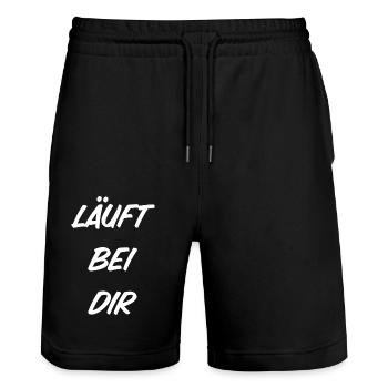 T-Shirt "Läuft bei Dir" - Stanley/Stella Unisex Bio Joggingshorts Trainer  - Schwarz - Vorne - Nik (191cm) & Marisol (170cm)