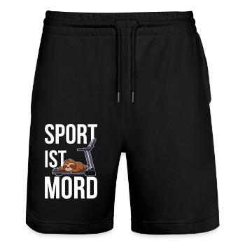 Sport ist Mord1 - Stanley/Stella Unisex Bio Joggingshorts Trainer  - Schwarz - Vorne - Nik (191cm) & Marisol (170cm)