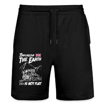 Landy because The Earth Is Not Flat - Stanley/Stella Unisex Bio Joggingshorts Trainer  - Schwarz - Vorne - Nik (191cm) & Marisol (170cm)
