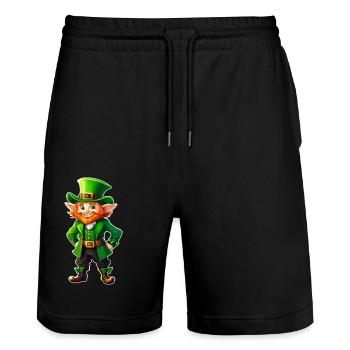 Saint Patricks Day Irish Kobold Leprechaun Wichtel - Stanley/Stella Unisex Bio Joggingshorts Trainer  - Schwarz - Vorne - Nik (191cm) & Marisol (170cm)