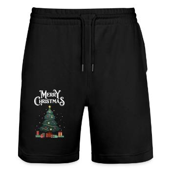 Merry Christmas - Stanley/Stella Unisex Bio Joggingshorts Trainer  - Schwarz - Vorne - Nik (191cm) & Marisol (170cm)