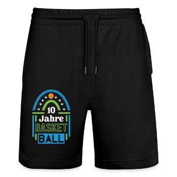 Basketball Jubiläum 10 Jahre Trainer Spieler Bball - Stanley/Stella Unisex Bio Joggingshorts Trainer  - Schwarz - Vorne - Nik (191cm) & Marisol (170cm)
