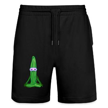 cucumber,yoga cucumber, yoga, namaste - Stanley/Stella Trainer Unisex Organic Jogging Shorts - black - Front - Nik (191cm) & Marisol (170cm)