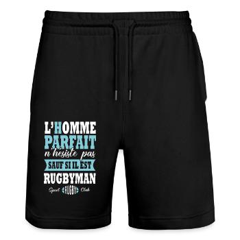 Rugby sport joueur de rugby rugbyman rugbymen - Short de jogging bio TRAINER Stanley/Stella unisexe - noir - Devant - Nik (191cm) & Marisol (170cm)
