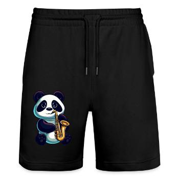 Panda Saxophones Musique classique Jazz - Short de jogging bio TRAINER Stanley/Stella unisexe - noir - Devant - Nik (191cm) & Marisol (170cm)