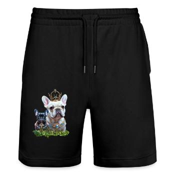 Chemise et accessoires de bouledogue français - Short de jogging bio TRAINER Stanley/Stella unisexe - noir - Devant - Nik (191cm) & Marisol (170cm)