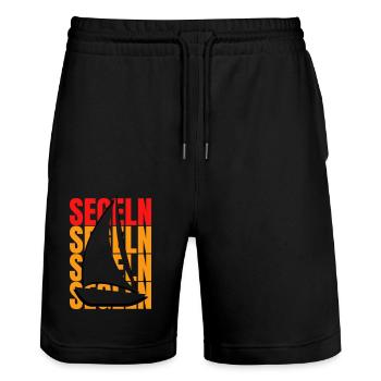 Segeln: Freiheit auf den Wellen - Stanley/Stella Unisex Bio Joggingshorts Trainer  - Schwarz - Vorne - Nik (191cm) & Marisol (170cm)