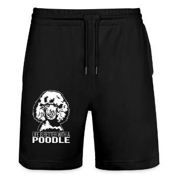 Pudel Poodle life is better Hund Wilsigns - Stanley/Stella Unisex Bio Joggingshorts Trainer  - Schwarz - Vorne - Nik (191cm) & Marisol (170cm)