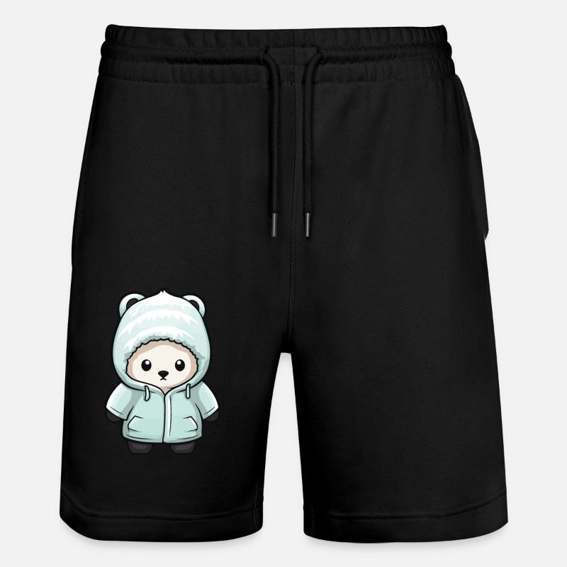 Eisbär Winter Polar Bär Comic - Stanley/Stella Unisex Bio Joggingshorts Trainer  - Schwarz