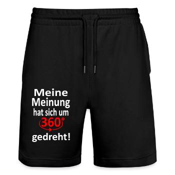 Meine Meinung 360 grad gedreht -Vers.2 - Stanley/Stella Unisex Bio Joggingshorts Trainer  - Schwarz - Vorne - Nik (191cm) & Marisol (170cm)