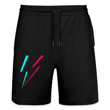 Blitz Logo - Stanley/Stella Unisex Bio Joggingshorts Trainer  - Schwarz - Vorne - Nik (191cm) & Marisol (170cm)