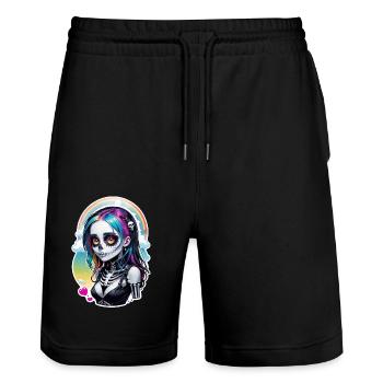 Halloween - Rock & Rainbow - Stanley/Stella Trainer Unisex Organic Jogging Shorts - black - Front - Nik (191cm) & Marisol (170cm)