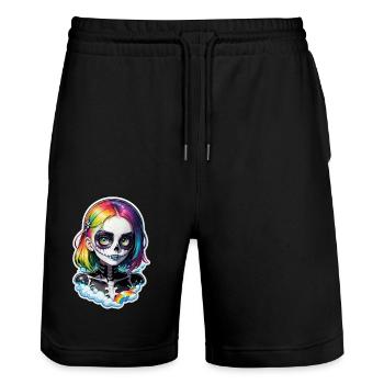 Halloween - Rock & Rainbow - Stanley/Stella Trainer Unisex Organic Jogging Shorts - black - Front - Nik (191cm) & Marisol (170cm)