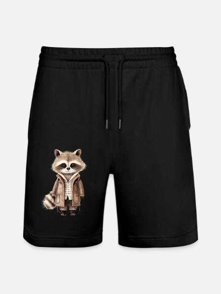 Rascal Raccoon: Urban Explorer Tee - Stanley/Stella Trainer Unisex Organic Jogging Shorts - black