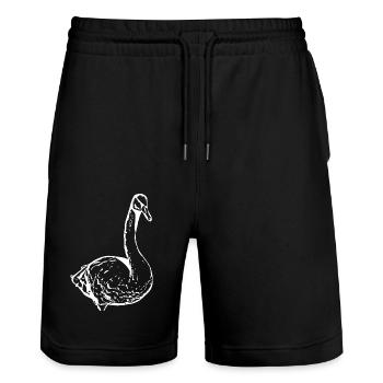 Swan White Duck Bird Goose - Stanley/Stella Trainer Unisex Organic Jogging Shorts - black - Front - Nik (191cm) & Marisol (170cm)