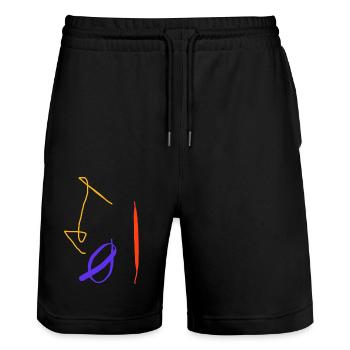 Südanerikanische Abstraktheit in gelb rot blau - Stanley/Stella Unisex Bio Joggingshorts Trainer  - Schwarz - Vorne - Nik (191cm) & Marisol (170cm)