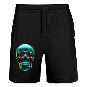 Green Skull - Stanley/Stella Unisex Bio Joggingshorts Trainer  - Schwarz - Vorne - Nik (191cm) & Marisol (170cm)