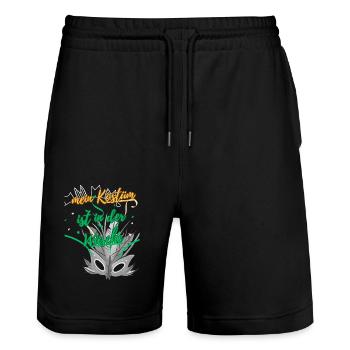 Carnival costume "my costume is in the laundry" - Stanley/Stella Trainer Unisex Organic Jogging Shorts - black - Front - Nik (191cm) & Marisol (170cm)