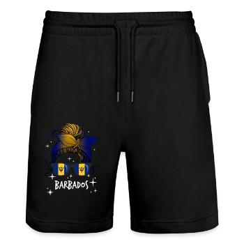 Barbade - Short de jogging bio TRAINER Stanley/Stella unisexe - noir - Devant - Nik (191cm) & Marisol (170cm)