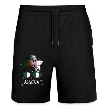 Algérie - Short de jogging bio TRAINER Stanley/Stella unisexe - noir - Devant - Nik (191cm) & Marisol (170cm)