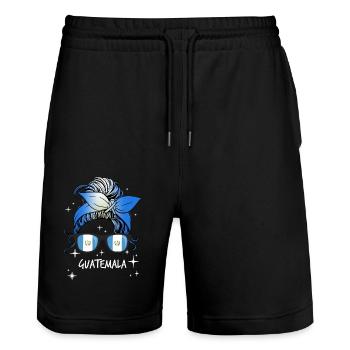 Guatemala - Stanley/Stella Trainer Unisex Organic Jogging Shorts - black - Front - Nik (191cm) & Marisol (170cm)