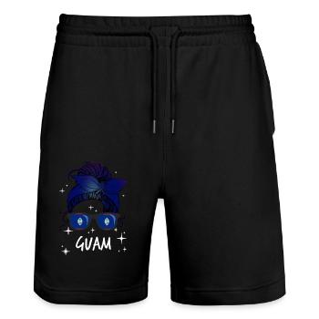 Guam - Stanley/Stella Trainer Unisex Organic Jogging Shorts - black - Front - Nik (191cm) & Marisol (170cm)
