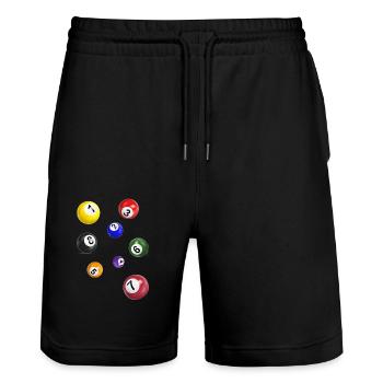 billardkugeln,billard,kugeln,kostüm - Stanley/Stella Unisex Bio Joggingshorts Trainer  - Schwarz - Vorne - Nik (191cm) & Marisol (170cm)