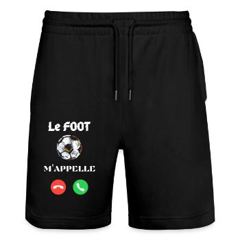 Le Foot m'appelle - J'aime le Foot - Short de jogging bio TRAINER Stanley/Stella unisexe - noir - Devant - Nik (191cm) & Marisol (170cm)