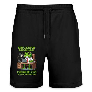 Future Nuclear Engineer Quote and Atomic Science - Stanley/Stella Trainer Unisex Organic Jogging Shorts - black - Front - Nik (191cm) & Marisol (170cm)