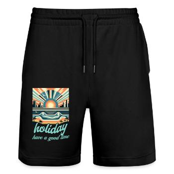 holiday, Urlaub, Ferien - Stanley/Stella Unisex Bio Joggingshorts Trainer  - Schwarz - Vorne - Nik (191cm) & Marisol (170cm)