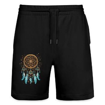 Dream Catcher Esoteric Spirituality Dream Catcher - Stanley/Stella Trainer Unisex Organic Jogging Shorts - black - Front - Nik (191cm) & Marisol (170cm)