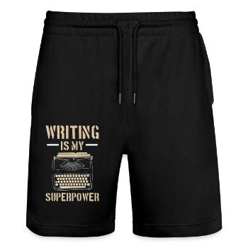 Autor - Stanley/Stella Unisex Bio Joggingshorts Trainer  - Schwarz - Vorne - Nik (191cm) & Marisol (170cm)