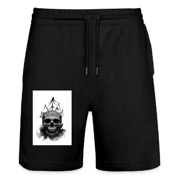 Deadhead Spider Skull - Stanley/Stella Unisex Bio Joggingshorts Trainer  - Schwarz - Vorne - Nik (191cm) & Marisol (170cm)