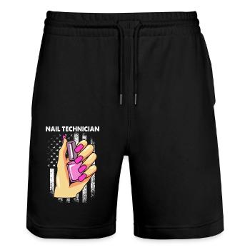 Nail Designer Nail Cosmetics Beautician - Stanley/Stella Trainer Unisex Organic Jogging Shorts - black - Front - Nik (191cm) & Marisol (170cm)