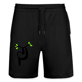faultier 01 - Stanley/Stella Unisex Bio Joggingshorts Trainer  - Schwarz - Vorne - Nik (191cm) & Marisol (170cm)