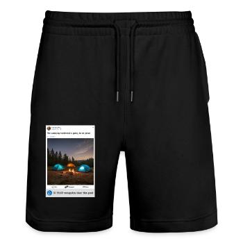 Camping is fun - Stanley/Stella Unisex Bio Joggingshorts Trainer  - Schwarz - Vorne - Nik (191cm) & Marisol (170cm)
