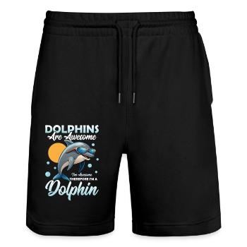 Les dauphins sont géniaux biologie marine Vacances à la plage - Short de jogging bio TRAINER Stanley/Stella unisexe - noir - Devant - Nik (191cm) & Marisol (170cm)