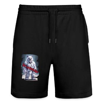 Monster 28 - Stanley/Stella Unisex Bio Joggingshorts Trainer  - Schwarz - Vorne - Nik (191cm) & Marisol (170cm)