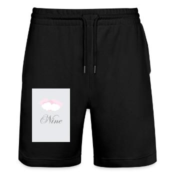 Cloud Nine Grey and Pink with Fluffy Clouds - Stanley/Stella Trainer Unisex Organic Jogging Shorts - black - Front - Nik (191cm) & Marisol (170cm)
