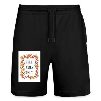 Fall Vibes Only Positive Autumnal Seasonal Saying - Stanley/Stella Trainer Unisex Organic Jogging Shorts - black - Front - Nik (191cm) & Marisol (170cm)