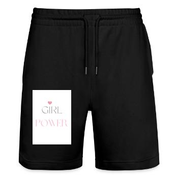 Girl Power Simple Typography - Stanley/Stella Trainer Unisex Organic Jogging Shorts - black - Front - Nik (191cm) & Marisol (170cm)
