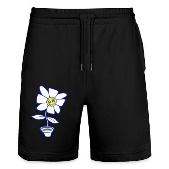 Petit Pot De Fleurs Visage Heureux Drôle - Short de jogging bio TRAINER Stanley/Stella unisexe - noir - Devant - Nik (191cm) & Marisol (170cm)